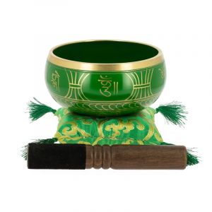 Bol tib&eacute;tain avec symboles vert 13,5 cm