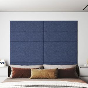 VidaXL Panneaux muraux 12 pcs Bleu 90x30 cm Tissu 3,24 m²