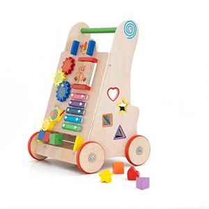 Image de Trotteur pour Bébés Multi-Activités Montessori Robincool Salamina 33x31,5x52 cm en Bois Éco Stimule le Développement Psychomoteur