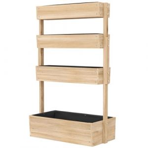 Outsunny Jardinière bois 4 niveaux - inserts d'irrigation, feutres de drainage - dim. 88 x 45 x 140 cm - bois sapin pré-huilé