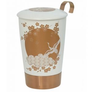 United Labels Tasse en porcelaine &agrave; double paroi avec infuseur Komorebi blanc