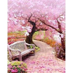 Figured’Art Diamond Painting Broderie Diamant 40x50cm Toile Entière Roulée avec Strass Perles Carrés - Chemin de Printemps - Kit Complet Paysage 5D DIY Activité Manuelle Loisirs Créatifs Adultes