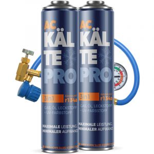 FROSTMEISTER Kit Climatisation R134A 3 en 1 - 2x 500 ml - Avec Huile et &Eacute;tanch&eacute;it&eacute; - Facile Utiliser