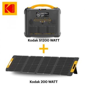 Kodak Kit Station d'&Eacute;nergie Portable S1210 + Panneau Solaire 200W - Batterie 1102Wh - Multiport&Prises - Id&eacute;al pour Camping Urgence