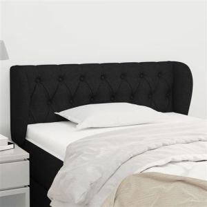 Image de VidaXL T&ecirc;te de Lit avec Oreilles Meuble de Chambre &agrave; Coucher Accessoire de Lit Simple T&ecirc;te de Cadre de Lit Int&eacute;rieur Noir 93x23x78/88 cm Tissu