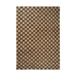 Ferm Living Tapis rectangulaire à carreaux en jute café 200x300cm Check