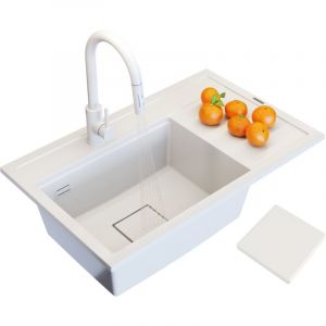 Granitan - vier en granit robinet de cuisine blanc capuchon ensemble moderne rendo