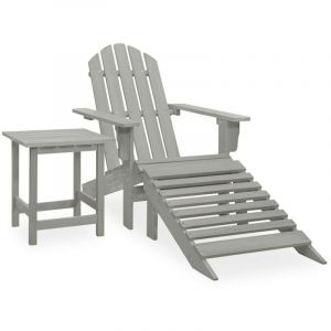 VidaXL Chaise de jardin Adirondack avec pouf et table Sapin Gris