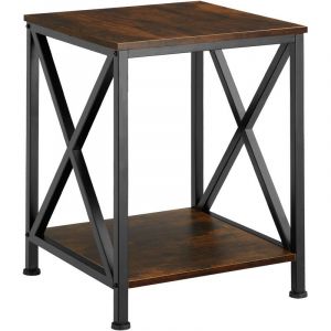 TecTake Table d’appoint CARLTON 40,5x40,5x52,5cm - Table d’appoint de style industriel, table basse, table de canapé - bois foncé industriel