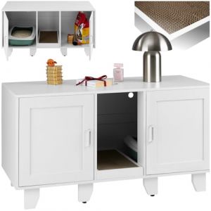 TecTake Maison de toilettage pour chat freya avec tapis à gratter inclus - blanc