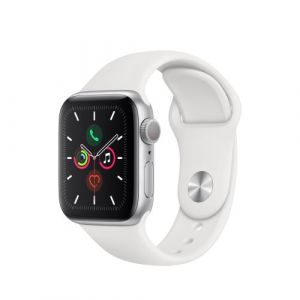 Image de Apple Watch Watch Series 5 GPS 40mm, Boitier en Aluminium Argent avec Bracelet Sport Blanc