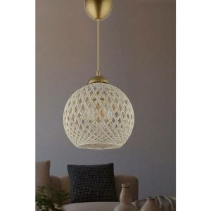 Menzzo Suspension Berleda D22cm M&eacute;tal Or et Coton Beige