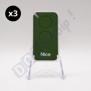 Nice Lot de 3 Télécommandes INTI2G - 2 canaux verts 433,92 MHz + 1 porte-clés Domobip
