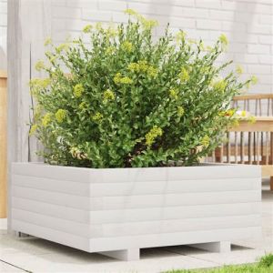 VidaXL Plantenbak 60x60x26,5 cm massief grenenhout wit847299