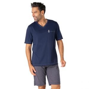 Eminence Pyjama court homme coton issu de l'agriculture biologique bleu