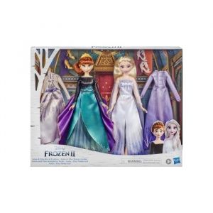 Coffret poupee reine des neiges ii : anna et elsa tenues royales disney - set collection 2 poupee mannequin 4 tenues + 1 carte