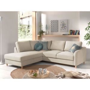 Will canapé d'angle convertible 5 places style scandinave gauc Couleur Beige