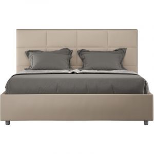 Lit queen size Mika 160x200 sans sommier taupe