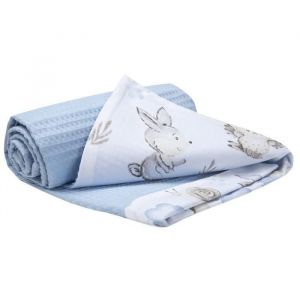 Medi Partners Couverture Bébé 100 %, coton Waffle sans remplissage, bilatéral, délicat pour la peau, 75 x 100 cm, cerf et hérisson