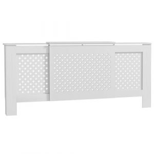 Cache-radiateur réglable motif nid d'abeille dim. 136-200L x 21,5l x 91,7H cm MDF blanc