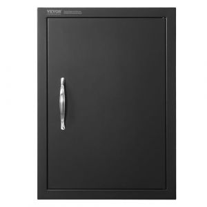 VEVOR Porte d'Accès pour Barbecue, Simple Porte de Cuisine Extérieure 415x570x46 mm, Porte Encastrée Plaque Froide Réversible, avec Poignée, pour Îlot de Barbecue, Placard Extérieure, Jardin, Noir