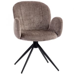 Homcom Chaise de bureau - ergonomique - si&egrave;ge pivotant &agrave; retour automatique - tissu aspect lin - 60 x 66 x 86,5 cm - brun clair