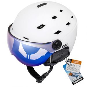 Meteor Casque de ski Glide - Coque en plastique PC - Syst&egrave;me de ventilation active - M - Blanc