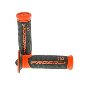 Poignées de guidon PROGRIP 732 Road noir orange 22 24mm scooter mobylette moto quad