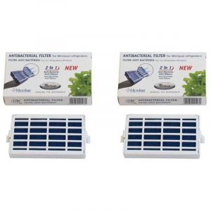 Whirlpool Lot de 2 filtres antibact&eacute;rien d'origine Microban (C00629721, 481248048172) R&eacute;frig&eacute;rateur, cong&eacute;lateur bauknecht, ignis, ikea kitchenaid,