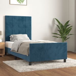 VidaXL Cadre de lit avec tête de lit Bleu foncé 80x200 cm Velours Dark blue
