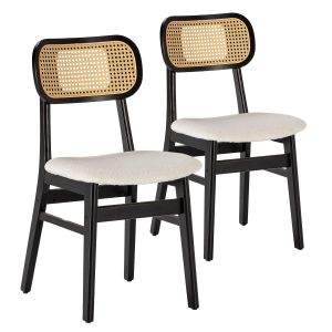Pack de 2 chaises Noire avec Imitation tissu mouton