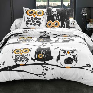 Housse de couette CHOUETTE IN LOVE gris