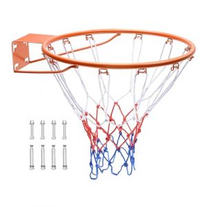 VEVOR Panier de Basket Diamètre Extérieur 483 mm Cerceau de Basket-Ball en Acier au Carbone avec Filet But de Basket-Ball Mural Pièce de Remplacement pour Entraînement Basket-Ball Extérieur Intérieur
