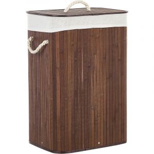 Beliani Panier Marron en Bambou 60 cm avec Couvercle Forme Rectangle Corbeille à Linge Komari