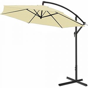 Deuba Parasol en alu - Jardin terrasse Balcon - Pare Soleil - Manivelle - &Oslash;330cm Beige
