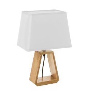Wadiga Lampe à poser bois abat-jour blanc H41cm