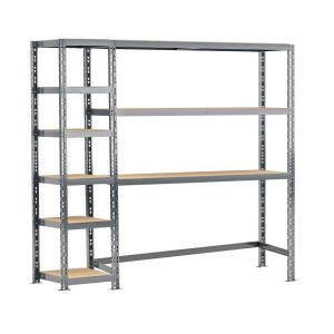Etagère double 9 plateaux L.200 cm (Kit Start + 1 module A + 1 module D)
