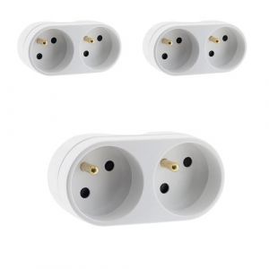 Zenitech Lot de 3 multiprises biplites pour façade 16A - Blanc