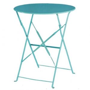 Bolero Table de terrasse ronde en acier bleu turquoise 595mm