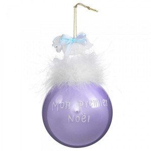 Boule de No&euml;l (D90 mm) C val mon premier No&euml;l Lilas