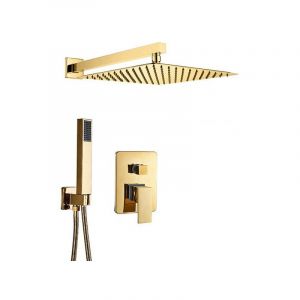 Desconocido Silla Élégant Colonne de Douche en Laiton Encastrée, Ensemble de Douche Mécanique, Doré