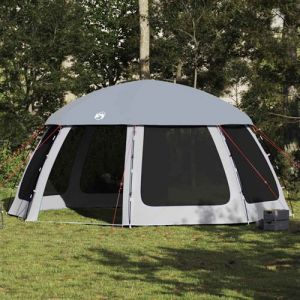 Tente piscine toit amovible parois maille gris 510x510 cm