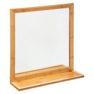 Miroir rectangulaire en bambou avec tablette