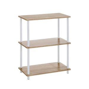 Wadiga Étagère 3 plateaux en bois et métal blanc - 60x30x80cm