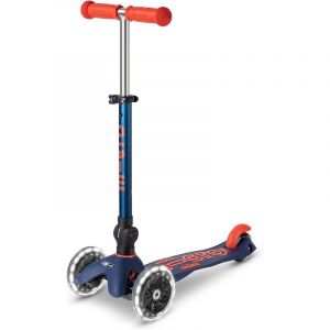 Micro Trottinette 3 Roues Mini Deluxe Bleu Marine Pliable LED