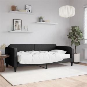 VidaXL Lit de Jour avec Matelas, Canapé-lit, Lit d'Invité, Meuble de Chambre à Coucher Salle de Séjour, Moderne, Salon Noir 90x200 cm Tissu