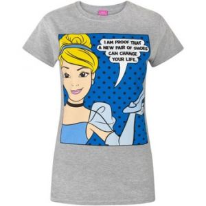 Disney - T-shirt Cendrillon 'I Am Proof That A New Pair Of Shoes Can Change Your Life' - Femme (S) (Gris) - UTNS4265