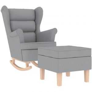 VidaXL Chaise à bascule avec repose-pied Gris clair Tissu
