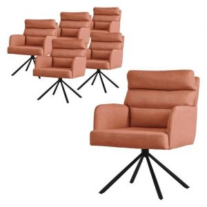 Ml-design - Set de 6 Chaises de Salle à Manger Orange, Pivotantes Position Voiture, Chaises Rembourrées avec Revêtement en Polyester et Coussins de