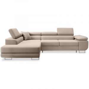 Canapé d'angle gauche convertible Marius velours Beige